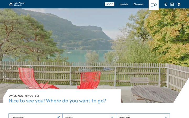 Screenshot of youthhostel.ch