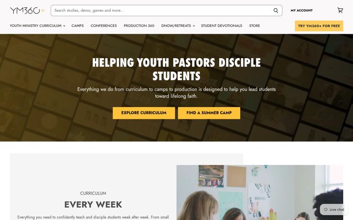 Screenshot of youthministry360.com