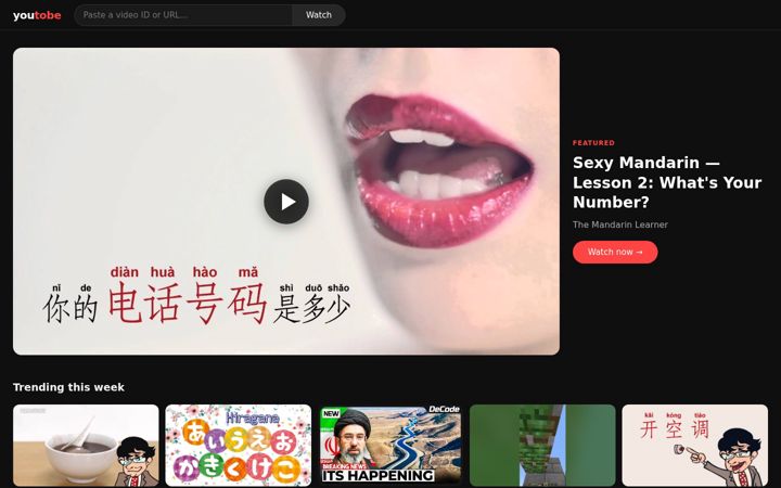Screenshot of youtobe.com