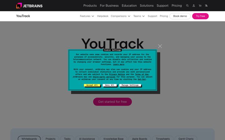 Captura de ecrã de youtrack.cloud
