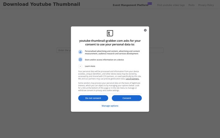 Screenshot of youtube-thumbnail-grabber.com