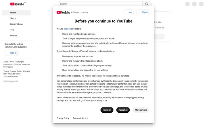 Screenshot of youtube.ae