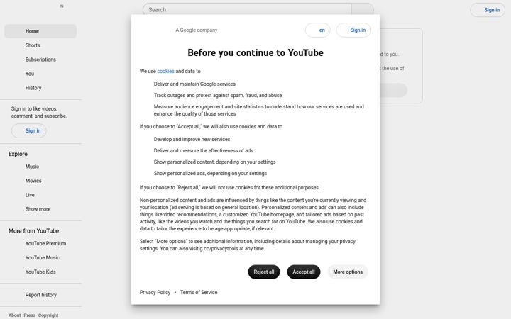 Screenshot of youtube.co.in