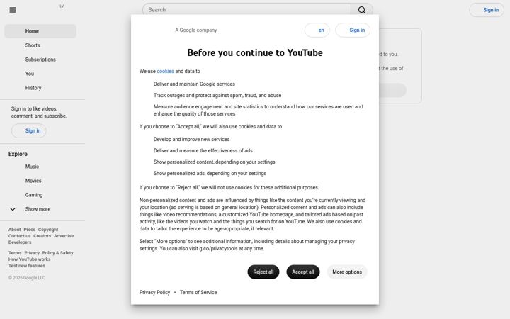 Screenshot of youtube.com.lv