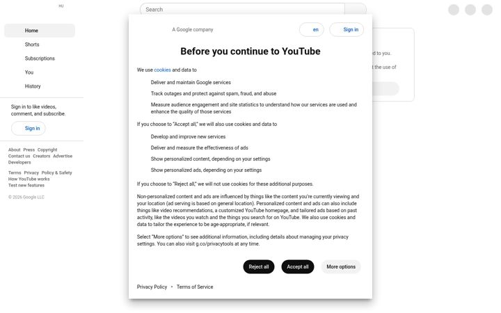 Screenshot of youtube.hu