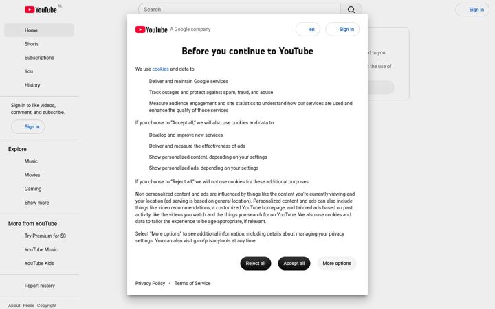 Screenshot of youtube.nl