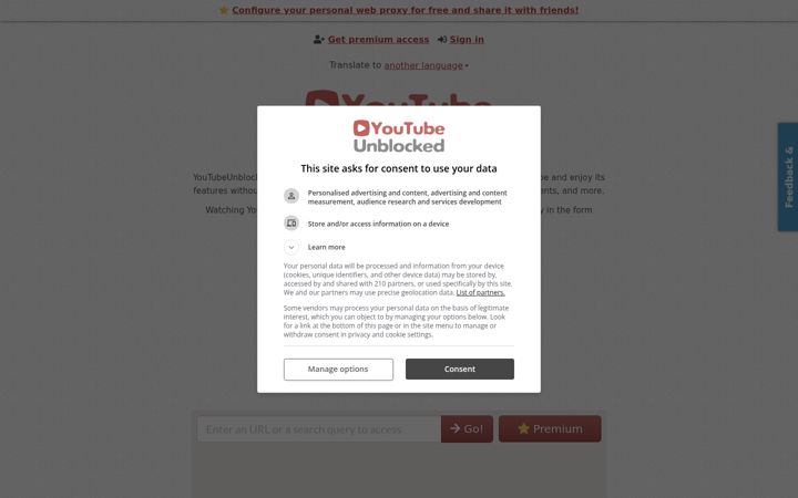 Screenshot of youtubeunblocked.live
