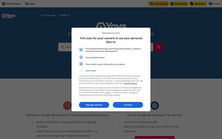 Screenshot of yoys.co.uk