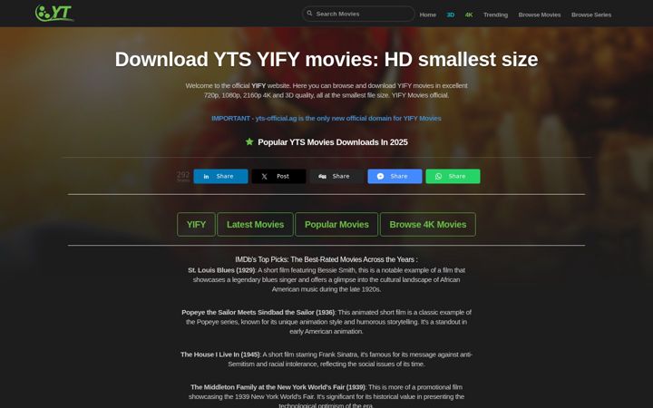 Screenshot ta' yts-official.org