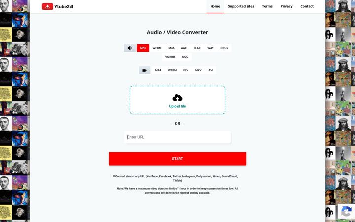Screenshot of ytube2dl.com