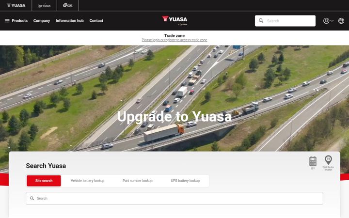 Screenshot of yuasa.com