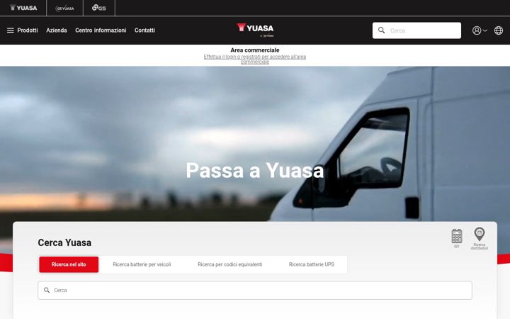 Skærmbillede af yuasa.it