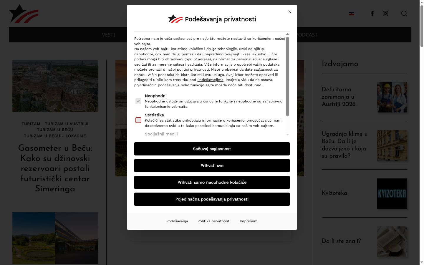 Screenshot tal-banner tal-kunsens muri qabel kwalunkwe interazzjoni