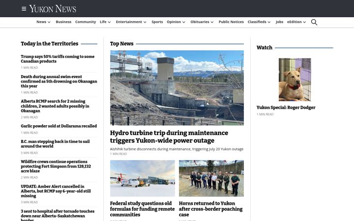 Екранна снимка на yukon-news.com