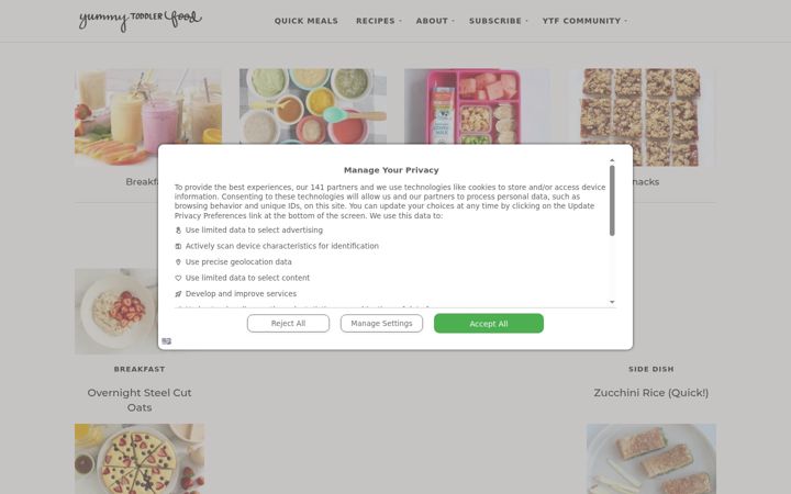 Screenshot of yummytoddlerfood.com