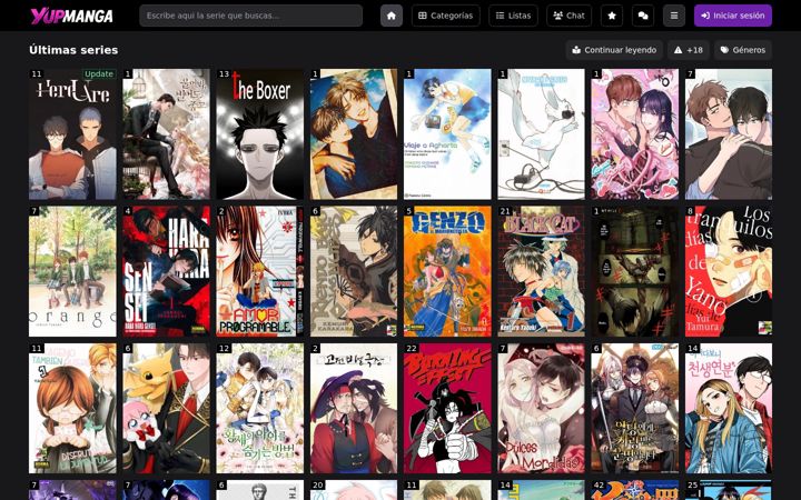 Screenshot di yupmanga.com