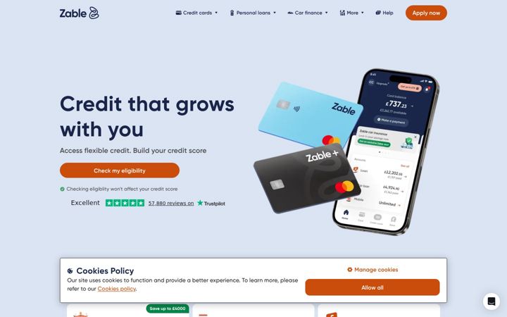 Screenshot του zable.co.uk