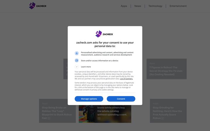 Screenshot of zacheck.com