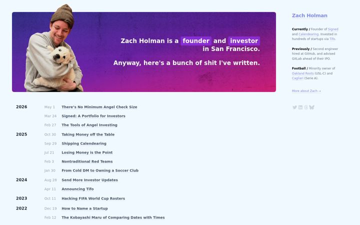 Screenshot of zachholman.com