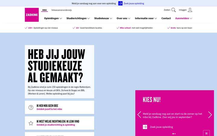 Screenshot of zadkine.nl