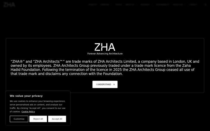 Screenshot of zaha-hadid.com