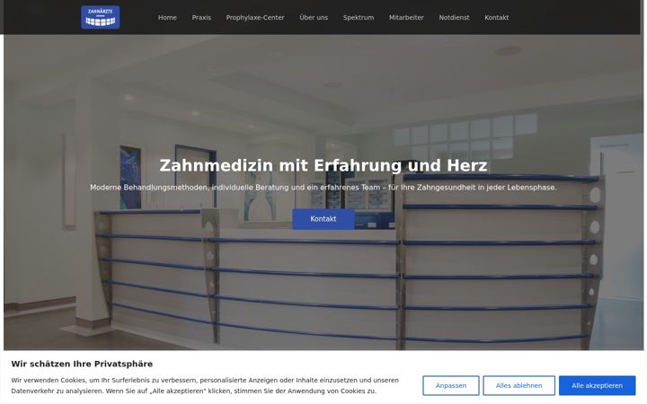 Snímek obrazovky zahnaerzte-eggenfelden.de