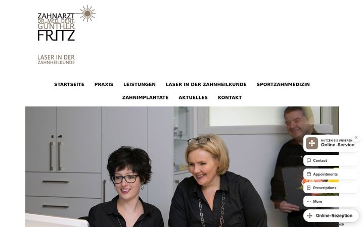 Posnetek zaslona zahnarzt-fritz.de