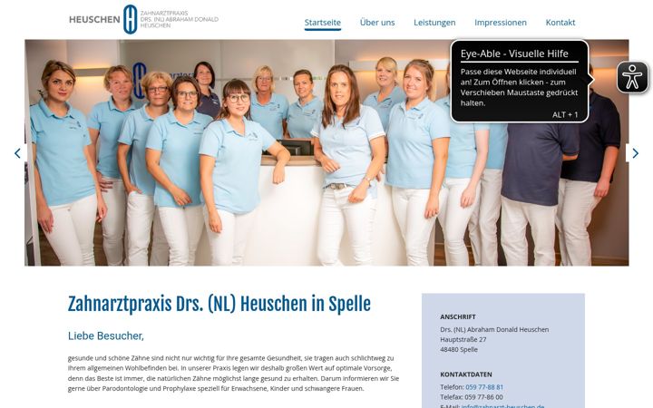 Screenshot of zahnarzt-heuschen.de