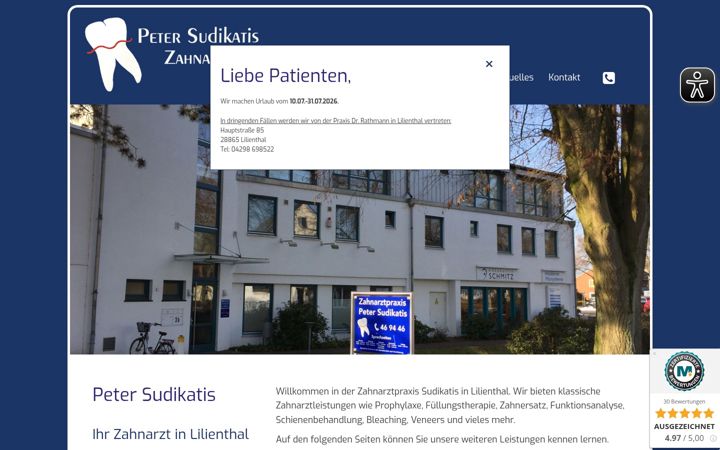 Snímek obrazovky zahnarzt-lilienthal.de