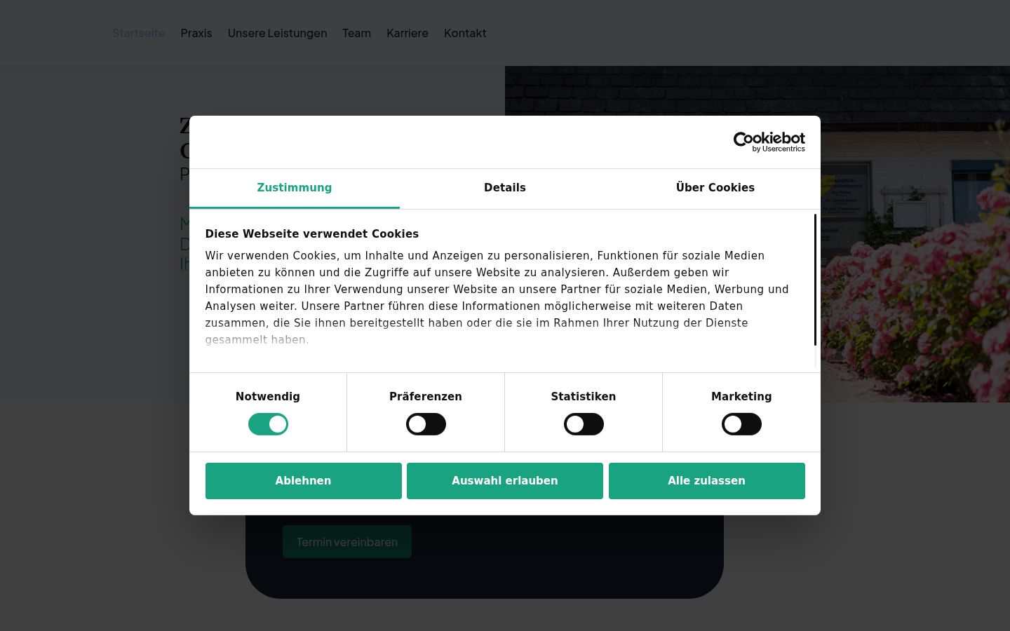 Capture d'écran de la bannière de consentement affichée avant toute interaction