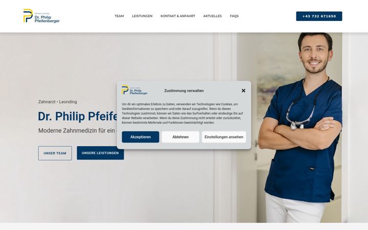 Screenshot of zahnarzt-pfeifenberger.at