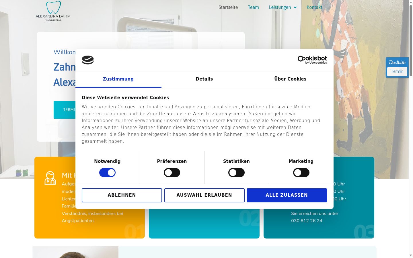 Screenshot of the consent banner shown before any interaction