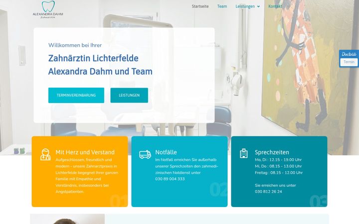 Screenshot of zahnarztpraxis-dahm.de