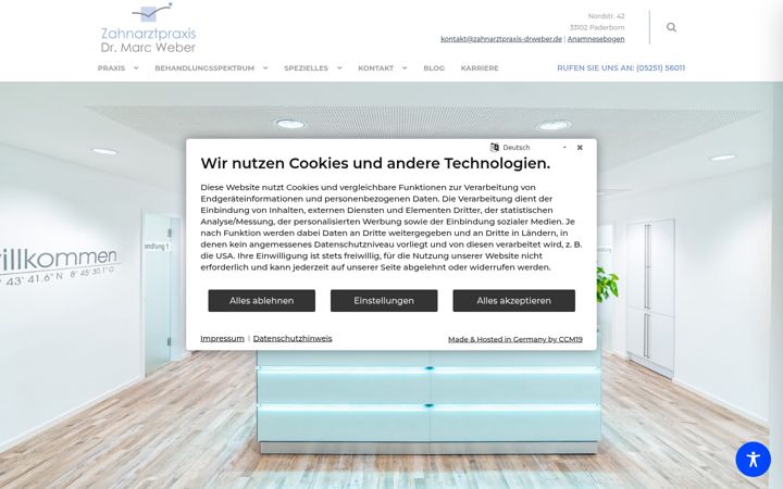 Screenshot von zahnarztpraxis-drweber.de