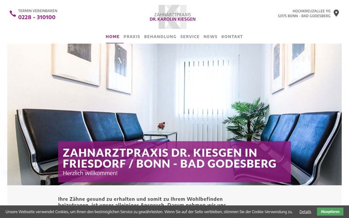 Screenshot of zahnarztpraxis-kiesgen.de