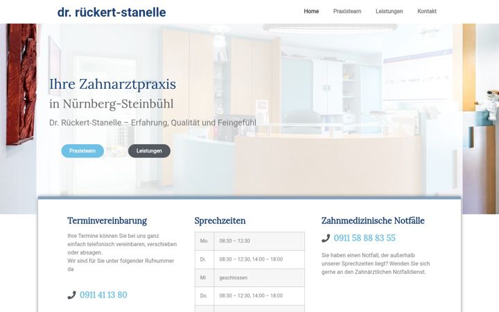 Ekrānuzņēmums no zahnarztpraxis-rueckert-stanelle.de