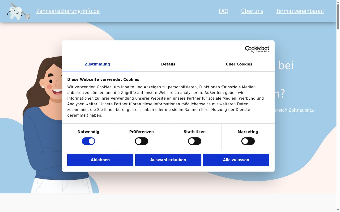 Sutikimo reklamjuostės, rodytos prieš bet kokią sąveiką, ekrano kopija