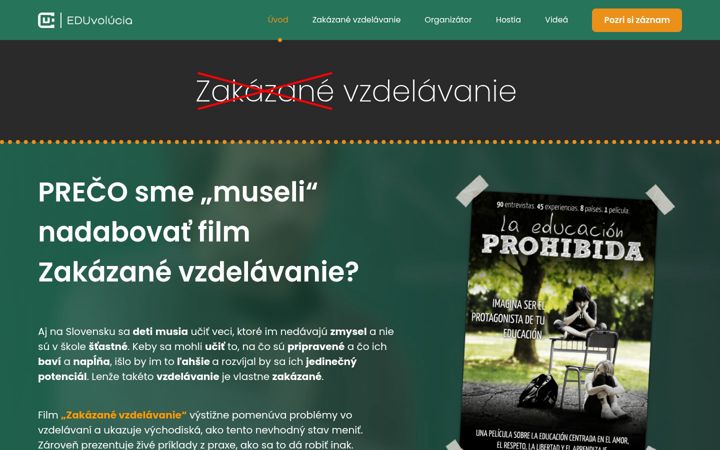 Snímek obrazovky zakazanevzdelavanie.sk