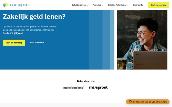 Screenshot του zakelijkgeld.nl