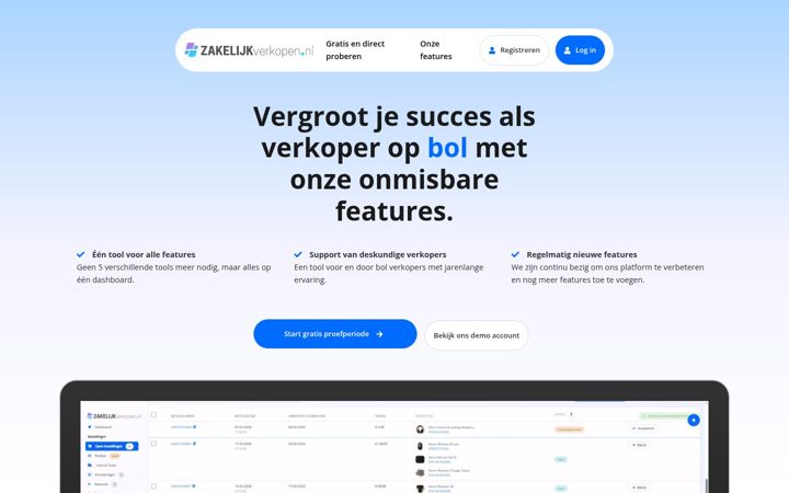 Screenshot ta' zakelijkverkopen.nl