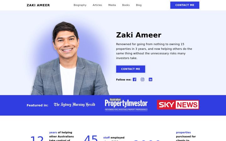 Capture d'écran de zakiameer.com.au