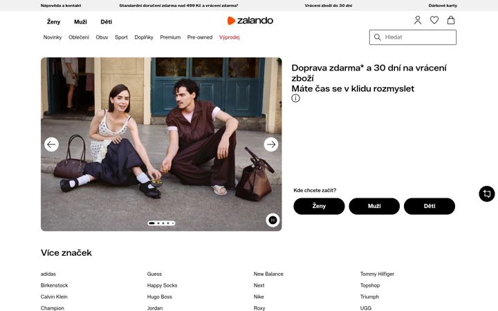 Snímek obrazovky zalando.cz