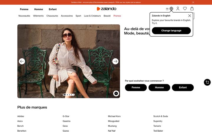 Screenshot of zalando.lu