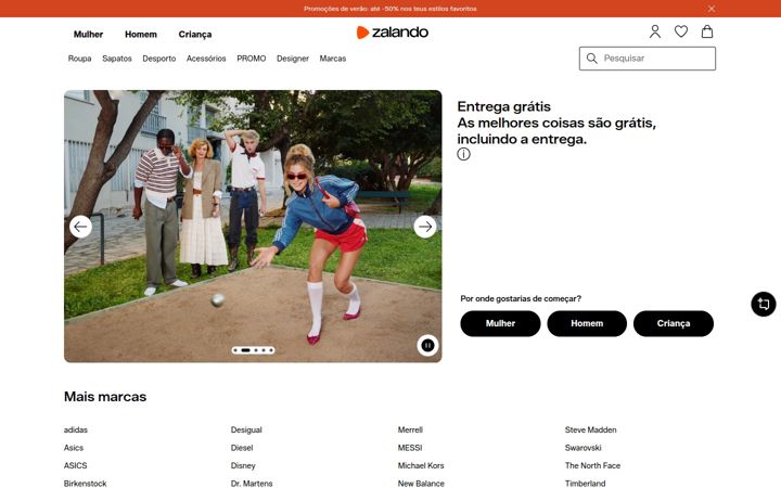 Screenshot of zalando.pt