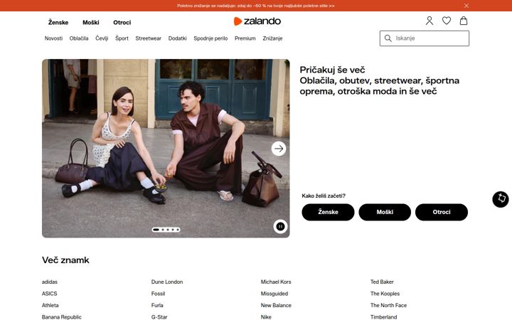Screenshot of zalando.si