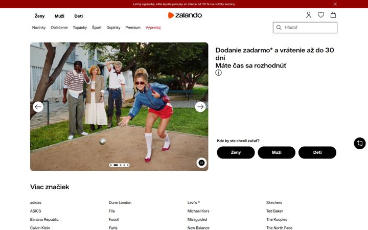 Screenshot of zalando.sk
