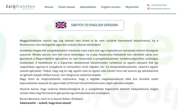 Screenshot di zalatransfer.hu