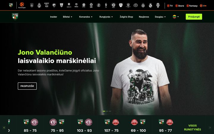 Capture d'écran de zalgiris.lt