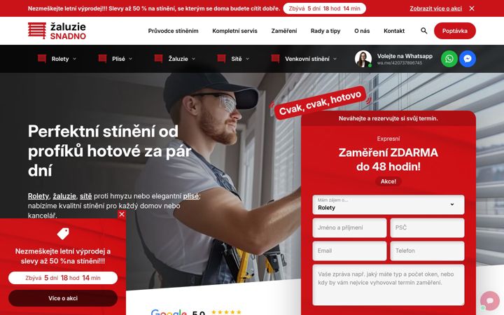 Skjermbilde av zaluziesnadno.cz