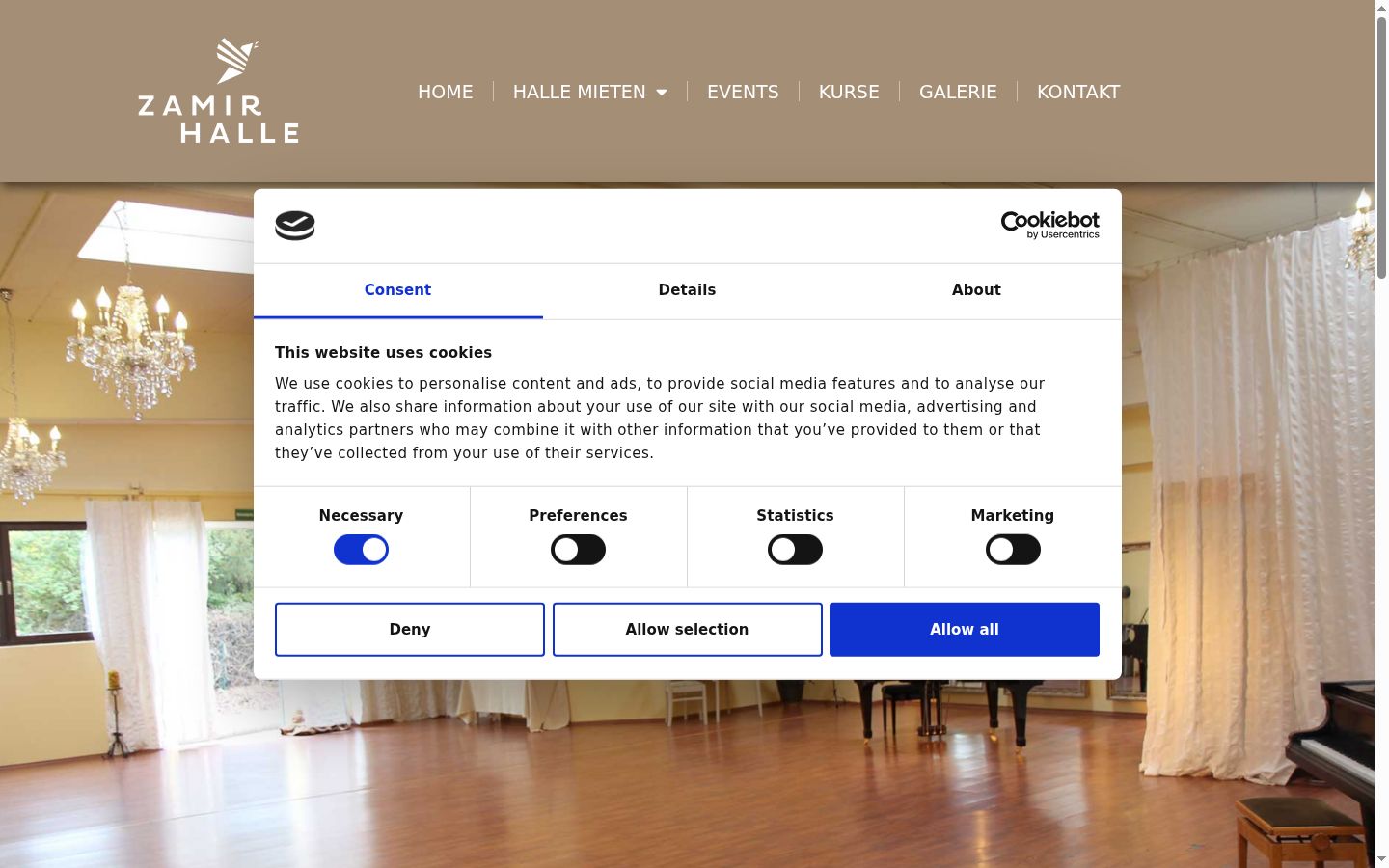 Screenshot of the consent banner shown before any interaction